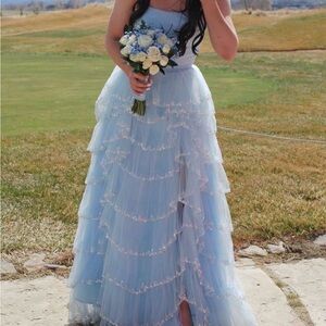 Sherri Hill 56159 Light Blue Strapless Prom Dress